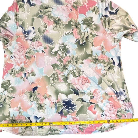 N Touch Embossed Floral Pullover Top‎ Womens 1X Multicolor 3/4 Sleeve Loose Fit - Picture 13 of 14